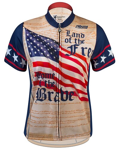 cheap Cycling-21Grams® Men&#039;s Cycling Jersey Short Sleeve American / USA USA National Flag Bike Mountain Bike MTB Road Bike Cycling Jersey Top Brown Gray UV Resistant Breathable Quick Dry Spandex Polyester Sports