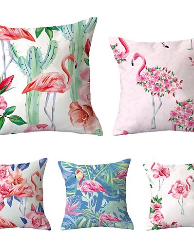 cheap Home &amp; Garden-5 pcs Pillow Cover Polyester, Simple Mediterranean Animal Square Traditional Classic