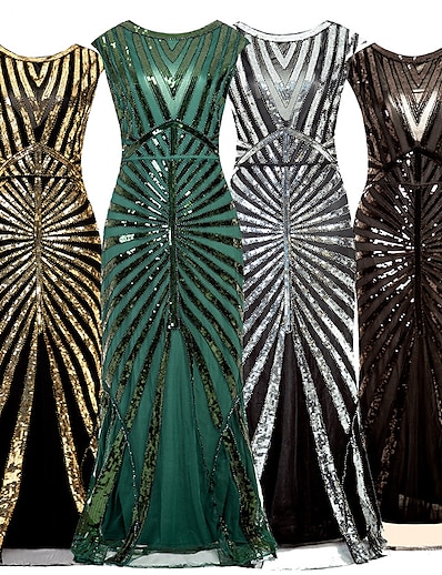 Χαμηλού Κόστους Στολές της παλιάς εποχής-Το Great Gatsby Δροσμός 20ετών 1920 Κοκτέιλ Φόρεμα Vintage Φόρεμα Φανελάκι φόρεμα Φορέματα Κοστούμι πάρτι Φόρεμα χορού Ενηλίκων Γυναικεία Πούλια Πολυεστέρας Στολές Χρυσαφί / Πράσινο / Μαύρο / Αμάνικο