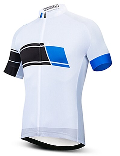 cheap Cycling-21Grams® Men&#039;s Cycling Jersey Short Sleeve Bike Mountain Bike MTB Road Bike Cycling Jersey Top Black White UV Resistant Breathable Quick Dry Sports Clothing Apparel / Stretchy / Reflective Strips