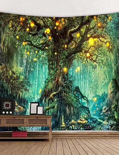 hesapli Ev ve Bahçe-fantezi orman goblen duvar goblen sanat dekoru battaniye perde piknik masa örtüsü asılı büyülü ağaç goblen ev dekor için duvar halıları