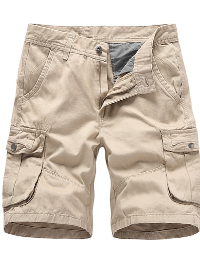 povoljno Muške hlače-Cargo kratke hlače za muškarce, cargo kratke hlače za muškarce, duge kratke hlače cargo ispod koljena opuštene hlače s više džepova, kaki