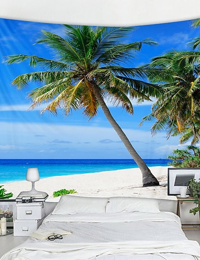 billige Hjem &amp; Hage-veggteppe kunst dekor teppe gardin piknik duk hengende hjem soverom stue sovesal dekorasjon landskap hav hav strand kokosnøtt tre