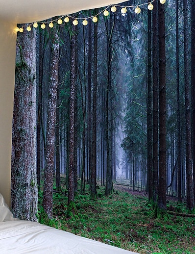 お買い得  ホーム＆ガーデン-壁のタペストリーアートの装飾毛布カーテンピクニックテーブルクロスぶら下げ家の寝室のリビングルーム寮の装飾森の木自然の風景