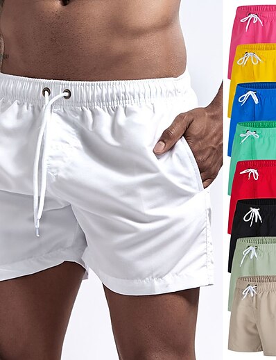 cheap Surfing, Diving &amp; Snorkeling-Men&#039;s Quick Dry Swim Shorts Swim Trunks Mesh Lining Drawstring with Pockets Board Shorts Bathing Suit Solid Colored Swimming Surfing Beach Water Sports Autumn / Fall Spring Summer / Stretchy