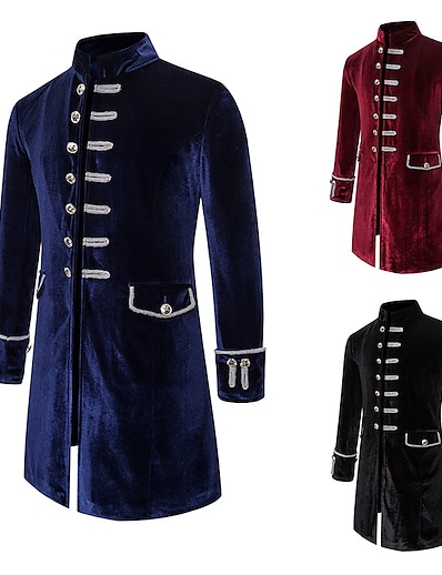 cheap Historical &amp; Vintage Costumes-Plague Doctor Gothic Vintage Punk &amp; Gothic Steampunk 17th Century Masquerade Tuxedo Outerwear Men&#039;s Costume Red / Black / Navy Blue Vintage Cosplay Long Sleeve Event / Party / Coat / Coat