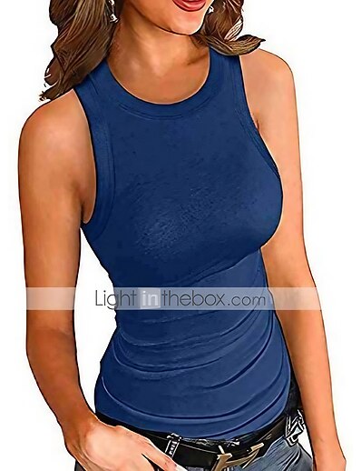 cheap Women&#039;s Tops-womens tank tops sleeveless tops high neck ribbed black tank tops solid color basic tops