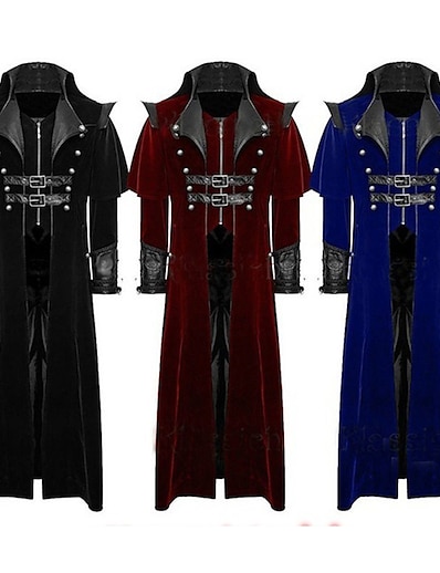 cheap Historical &amp; Vintage Costumes-Plague Doctor Retro Vintage Punk &amp; Gothic Steampunk 17th Century Coat Masquerade Tuxedo Trench Coat Men&#039;s Costume Black Vintage Cosplay Long Sleeve Halloween Masquerade