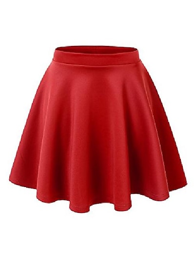 cheap Women&#039;s Bottoms-womens basic versatile stretchy flared skater skirt 迷mini skirt black red M L XL