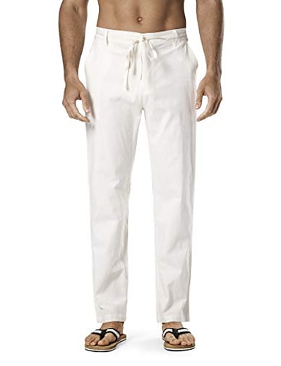 cheap Men&#039;s Bottoms-Men&#039;s Casual Straight Pants Trousers Pants Causal Athleisure Cotton Plain White Black khaki Royal Blue M L XL 2XL 3XL / Spring / Summer