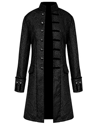 abordables Abrigo para hombres-hombres vintage frac chaqueta abrigo outwear botones abrigo gótico medieval steampunk victoriano levita negro