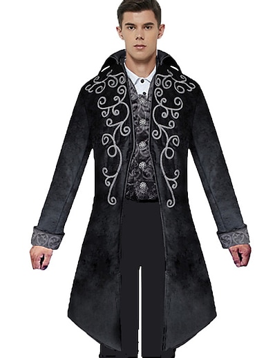 ieftine Costume Antice-Doctorul ciumei Retro / vintage Punk și gotic Medieval Steampunk secolul al 17-lea tailcoat Redingot Palton Îmbrăcăminte Exterior Adulți Bărbați Catifea Costum Negru / Roșu / 1# / 2# Epocă Cosplay