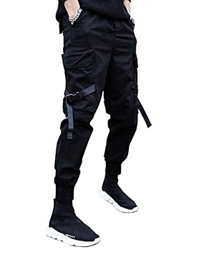 cheap Men&#039;s Bottoms-mens casual pants Trousers multi-pockets Streetwear Harem fashion cargo joggers gym drawstring long pants ankle-length trousers with multi-pockets