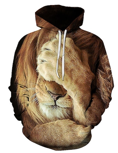 cheap Men-Men&#039;s Graphic Lion Pullover Hoodie Sweatshirt 3D Print Daily Weekend Casual Hoodies Sweatshirts  1# 2# Rainbow