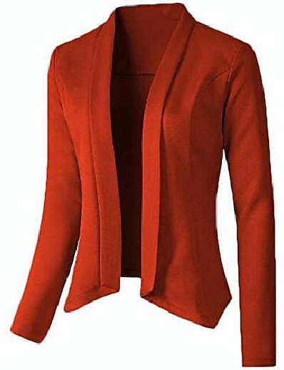 abordables Blazers Femme-blazer Couleur unie Travail L&#039;autume Printemps Normal Revers Manteau Manches Longues Décontractée Veste Rose Dragée / Standard / Coton