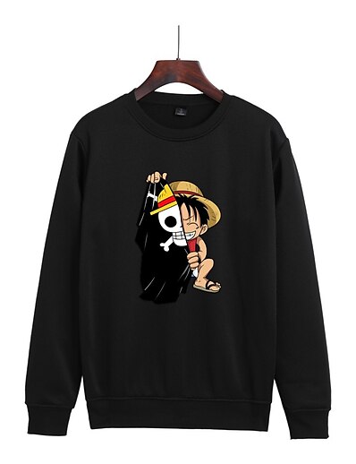 cheap Cosplay &amp; Costumes-Inspired by One Piece Monkey D. Luffy Cosplay Costume Hoodie Polyester / Cotton Blend Graphic Printing Harajuku Graphic Hoodie For Women&#039;s / Men&#039;s