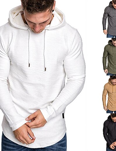 cheap Men&#039;s Tops-Men&#039;s Plain Pullover Hoodie Sweatshirt Sports Casual Hoodies Sweatshirts  Army Green Gray Khaki