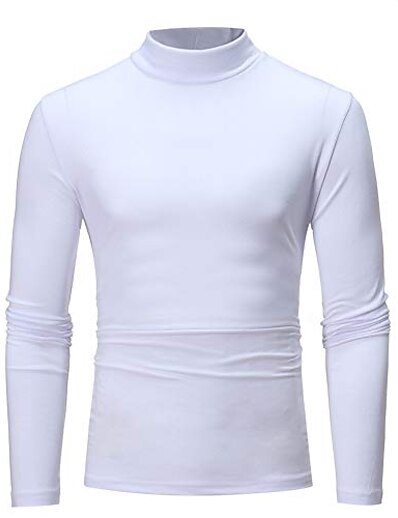 cheap Men&#039;s Outerwear-men&#039;s sweatshirts, f_gotal mens casual long sleeve solid color turtleneck sports outwear hooded sweatshirts white