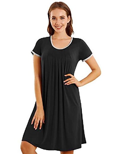 cheap Women&#039;s Tops-women&#039;s nightshirt crewneck nightgown oversized nightdress short sleeve baggy sleep shirt sleepwear loungewear (yellow, m)