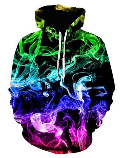 cheap Men&#039;s Tops-mens hooded sweater 3d print colorful smoke hoodies cool long sleeve pullover hooded sweatshirt hooded jacket