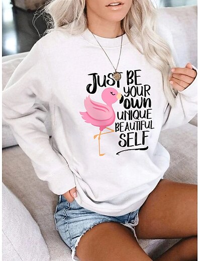 cheap Women&#039;s Tops-Women&#039;s Graphic Text Slogan Hoodie Sweatshirt Daily Basic Casual Hoodies Sweatshirts  White