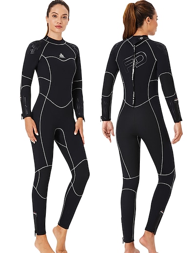 cheap Surfing, Diving &amp; Snorkeling-Dive&amp;Sail Women&#039;s 5mm Full Wetsuit Diving Suit SCR Neoprene High Elasticity Thermal Warm UPF50+ Fleece Lining Back Zip Long Sleeve Full Body - Patchwork Swimming Diving Surfing Snorkeling Autumn