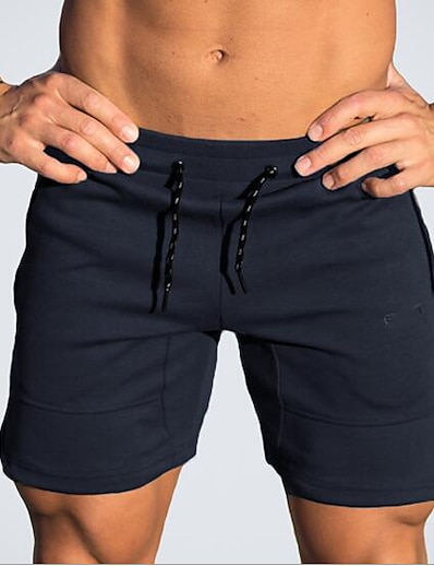 billiga Löpning, jogging och vandring-herrträningsshorts gym bodybuilding joggare med fickor hukande tyngdlyftande shorts (stor, blå)