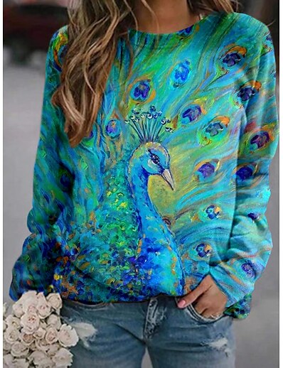cheap Women&#039;s Tops-Women&#039;s Graphic 3D Animal Pullover Sweatshirt Print 3D Print Daily Basic Casual Hoodies Sweatshirts  Green