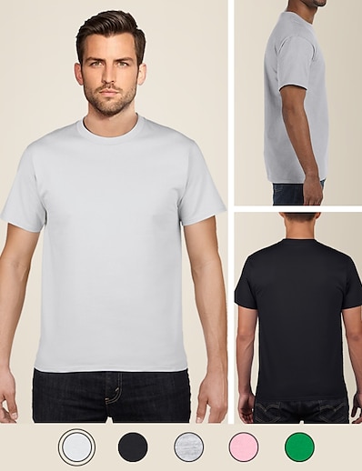 cheap Men&#039;s Clothing-Men&#039;s T shirt Tee Plain non-printing Round Neck Daily Outdoor Short Sleeve Tops Simple Green White Black / All Seasons / select one size larger than usual