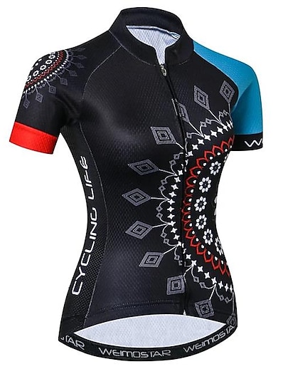 cheap Cycling-21Grams® Women&#039;s Cycling Jersey Short Sleeve Graphic Paisley Bike Mountain Bike MTB Road Bike Cycling Jersey Top Black Breathable Quick Dry Moisture Wicking Spandex Polyester Sports Clothing Apparel