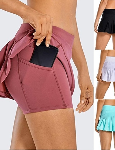 cheap Sports &amp; Outdoors-Women&#039;s Athletic Skort Running Skirt Athletic Shorts Bottoms 2 in 1 with Phone Pocket Side Pockets Spandex Fitness Gym Workout Running Jogging Exercise Breathable Quick Dry Moisture Wicking Sport