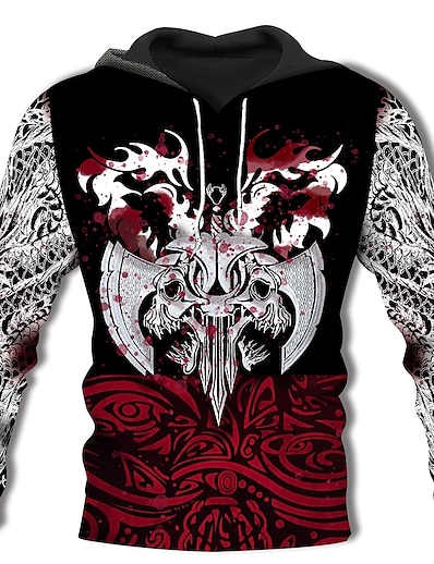 cheap Men&#039;s Tops-viking warrior tattoo shirts casual hoodies sweatshirt