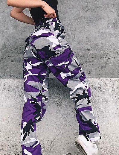 cheap Women&#039;s Bottoms-Women&#039;s Casual Modern Style Stylish Pants Inelastic Athleisure Daily Multi Color Mid Waist Purple Gray Orange Rose Red S M L XL