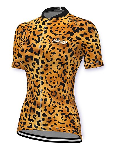 cheap Cycling-21Grams® Women&#039;s Cycling Jersey Short Sleeve Leopard Bike Mountain Bike MTB Road Bike Cycling Jersey Top Yellow Breathable Quick Dry Moisture Wicking Spandex Polyester Sports Clothing Apparel