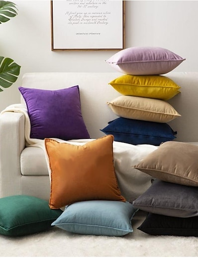 preiswerte Haus &amp; Garten-1 PC Luxus Samt einfarbig Kissenbezug Abdeckung Wohnzimmer Schlafzimmer Sofa Kissenbezug Outdoor-Kissen für Sofa Couch Bett Stuhl