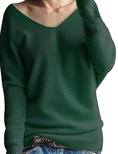 cheap Sweaters &amp; Cardigans-Women&#039;s Sweater Solid Color Classic &amp; Timeless St. Patrick&#039;s Day Long Sleeve Regular Fit Sweater Cardigans Fall Spring V Neck Bright yellow Wood green Camel apricot