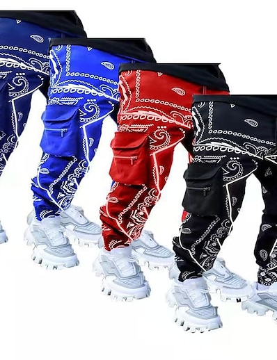 cheap Men&#039;s Bottoms-Men&#039;s Sweatpants Joggers Tactical Cargo Pants Street Bottoms Pocket Reflective Strip Winter Fitness Gym Workout Running Jogging Exercise Moisture Wicking Breathable Soft Normal Sport Red / black