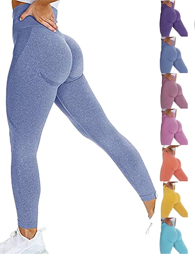 cheap Sportswear-Women&#039;s Yoga Pants High Waist Tights Leggings Bottoms Seamless Tummy Control Butt Lift 4 Way Stretch 9165 Pants-Medium Gray 9165 Pants-Dark Green 9165 Pants-Dark Blue Yoga Fitness Gym Workout Spandex