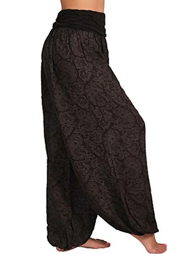 cheap Exercise, Fitness &amp; Yoga Clothing-Women&#039;s Yoga Pants Pants Bloomers Bottoms Harem Floral / Botanical Boho Quick Dry dark brown ArmyGreen Brilliant green Belly Dance Yoga Fitness Plus Size Sports Activewear Loose