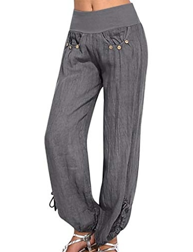 levne SPORTOVNÍ OBLEČENÍ-listha ležérní měkké jógové haremové kalhoty ženy s vysokým pasem volné volné pytlovité kalhoty d šedé