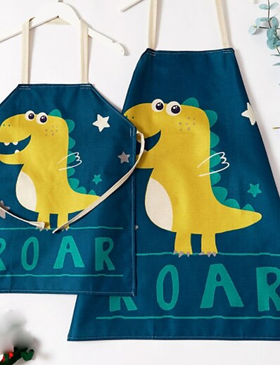 cheap Family Matching Outfits-All Active Family Look Dinosaur Family Gathering Print Cartoon / Animal Apron Polyester Blue Kid onesize / Adult onesize