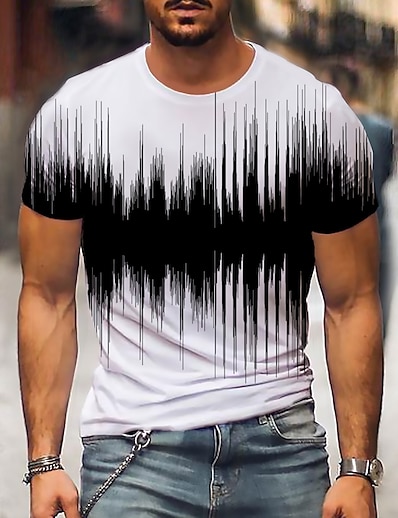 cheap Men&#039;s Tops-Men&#039;s T shirt Tee Shirt Graphic 3D 3D Print Round Neck Plus Size Daily Going out Short Sleeve Print Tops Streetwear Black / White Green White