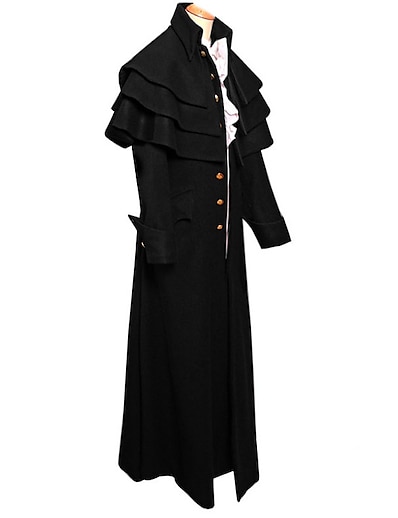 cheap Historical &amp; Vintage Costumes-Punk &amp; Gothic Medieval Renaissance 17th Century Coat Outerwear Men&#039;s Costume Wine / Blue / Black Vintage Cosplay Long Sleeve Party Performance Festival