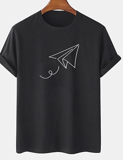 cheap Men&#039;s Tops-Men&#039;s Unisex Tee T shirt Tee Graphic Prints Paper Airplane Hot Stamping Round Neck Plus Size Casual Daily Short Sleeve Print Tops Basic Designer Big and Tall White Black Gray / Summer