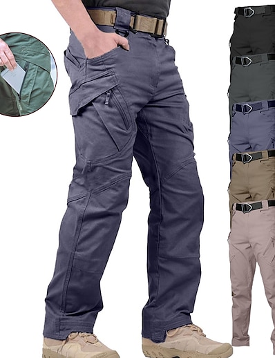 billige Sportstøj-mænds taktiske bukser cargo bukser 9 lommer udendørs arbejde militær letvægts ripstop bekæmpe multi lomme sort mørkegrå hærgrøn s m l xl xxl xxxl