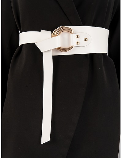 cheap Belt-Women&#039;s Wide Belt White Dailywear Daily Holiday Date Belt Pure Color / Fall / Winter / Spring / Summer / Alloy