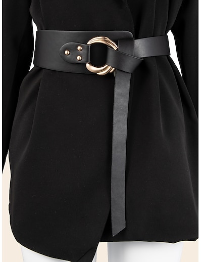 abordables Cinturón-Mujer Cinturón Ancho Negro Uso Diario Festivos Cita Vestido Cinturón Color puro / Otoño / Invierno / Primavera / Verano / Legierung