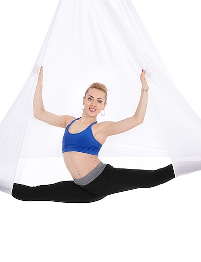 tanie Ćwiczenia, fitness i joga-Jedwabna tkanina hamaka Flying Swing Aerial Yoga Sport Nylon Inwersja Pilates Joga trapez antygrawitacyjny Huśtawka sensoryczna Ćwiczenia antygrawitacyjne Trwały Odporny na rozdarcia Terapia