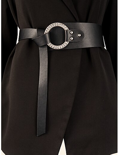 cheap Belt-Women&#039;s Wide Belt Black Street Dailywear Holiday Date Belt Pure Color / Fall / Winter / Spring / Summer / Alloy