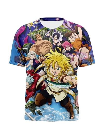 cheap Cosplay &amp; Costumes-Inspired by The Seven Deadly Sins Cosplay 100% Polyester Anime Cartoon 3D Harajuku Graphic Print T-shirt For Men&#039;s / Women&#039;s